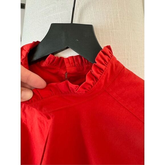 FABIANA PIGNA Crimson Red Blouse Long Sleeve Ruffled Neckline Size Xsmall - Picture 4 of 11